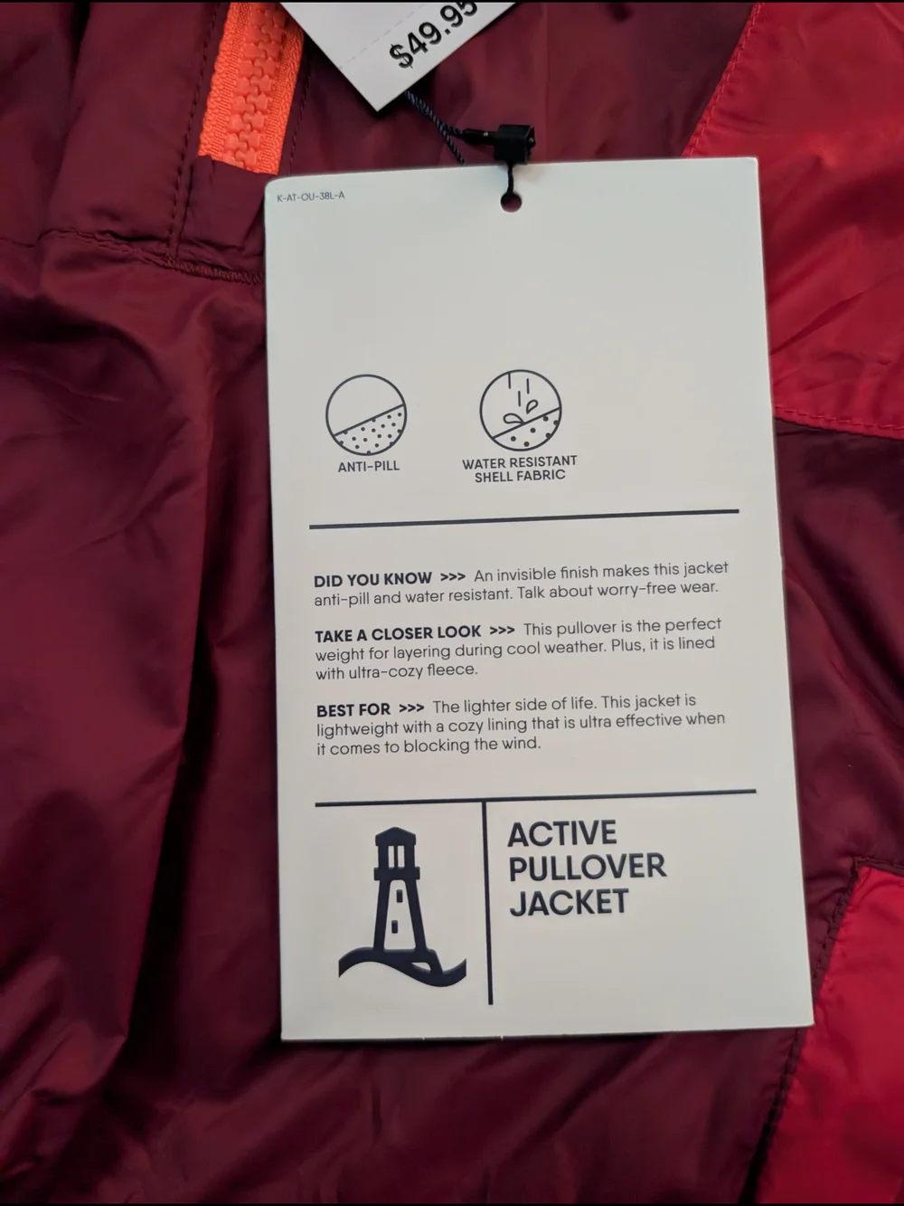 Lands' End Kids' Two-Tone Red Hooded Rain Anorak Size Small (8) NWT
